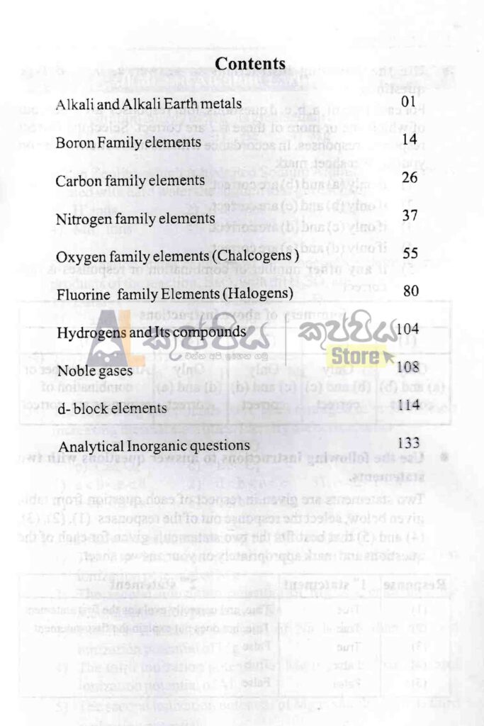 Inorganic Chemistry Model Mcq And Answers Aruna Bandara